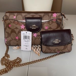 COACH POPPY CROSSBODY IN SIGNATURE CANVAS WITH DISCO STAR PRINT NWT